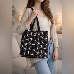Lulu Guinness Black and White Tote with Pink Accents